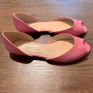 Talbots Pink Patent Leather D'Orsay Peep-Toe Flats